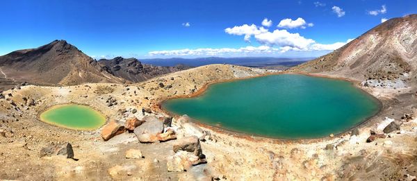 Panoramic view of landscape and mountains against sky