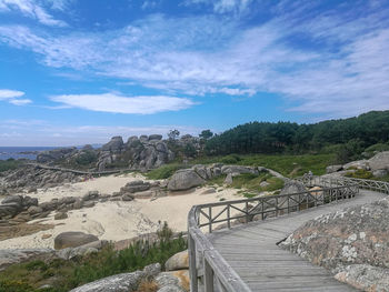 Scenic view of land against sky