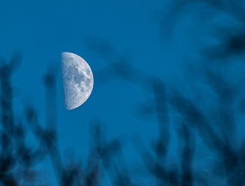 Close-up of moon against blue sky