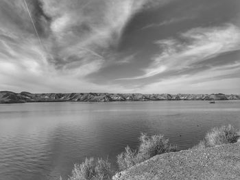 Scenic view of lake against sky