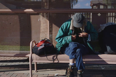 People sitting on bench