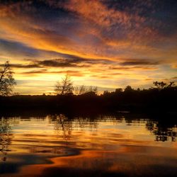 Scenic view of sunset over lake