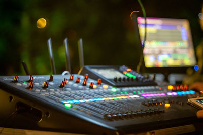 Close-up of sound mixer