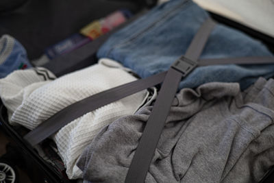 Clothes that are packed in luggage