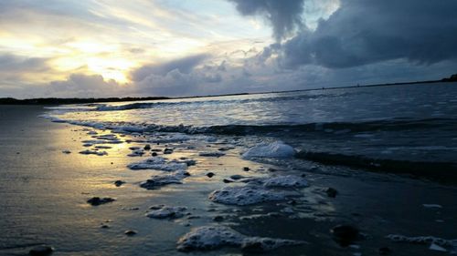 Scenic view of sea against cloudy sky