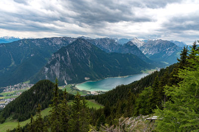 Scenic view of mountains against sky