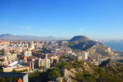 High angle view of townscape against sky