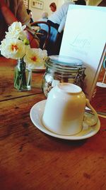 Close-up of tea cup on table