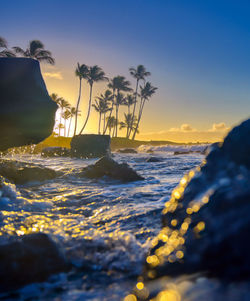 Scenic view of sea against sky during sunset