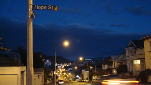 Road sign at night