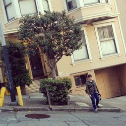 Woman walking in building