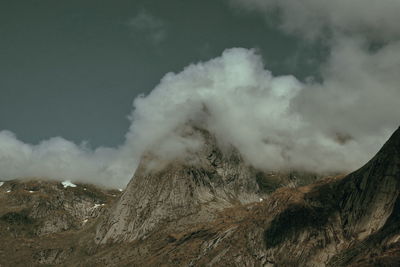 Smoke emitting from volcanic mountain