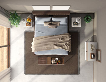 Top view of a modern bedroom