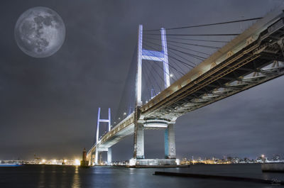 View of suspension bridge at night