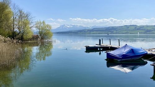 Scenic view of lake against sky