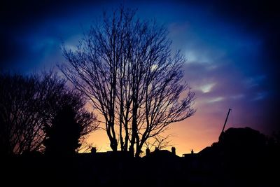 Silhouette trees against sky during sunset