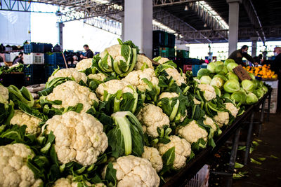 High angle view of vegetables for sale at market stall