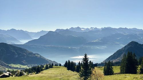 Scenic view of mountains against sky