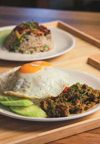 Close-up of food in plate on table