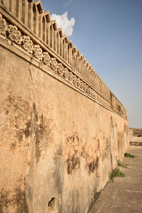 Golconda fort ruined walls in india area background stock photograph