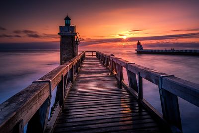 View of pier at sunset