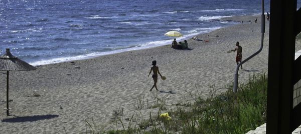 Silhouette of woman in sea