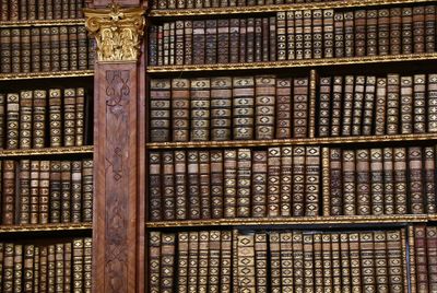 Full frame shot of books in shelf