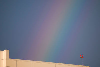 Close-up of rainbow over building against sky