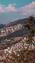 High angle view of townscape against sky