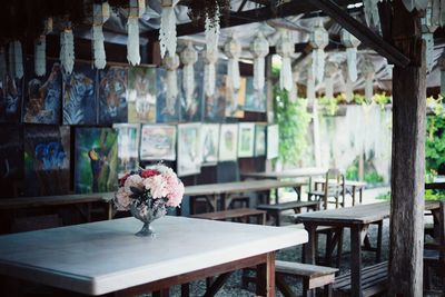 Empty chairs and table at home