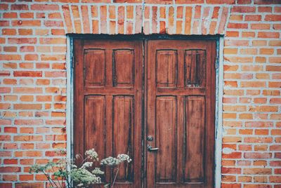 Closed door of building