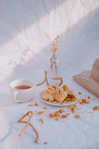 Close-up of coffee cup on table