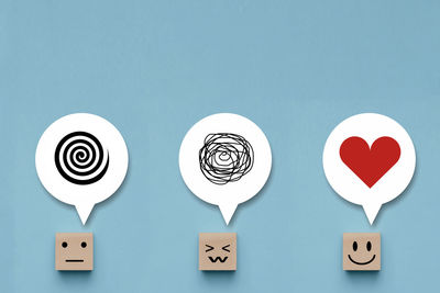 Directly above shot of text on blue background