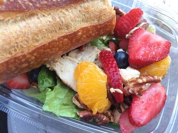 Close-up of breakfast served in plate