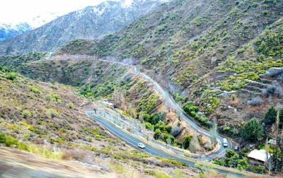 High angle view of mountain road