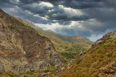 Scenic view of mountains against sky