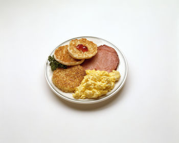 High angle view of breakfast in plate