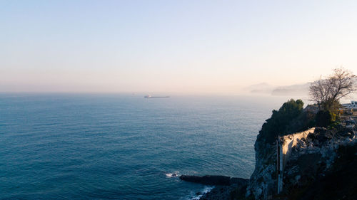 Scenic view of sea against clear sky