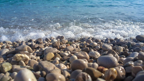 View of pebbles on beach