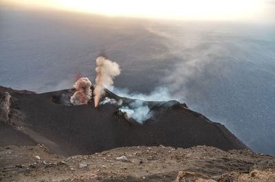 View of a eruption of the volcano stromboli 