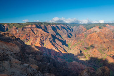 Scenic view of waimea canyon, kauai, hawaii, usa seen from waimea canyon lookout against sky