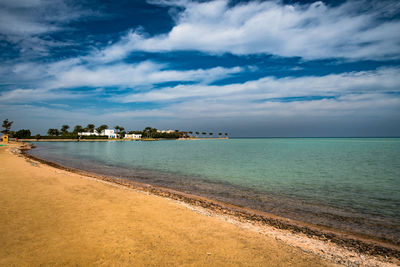 Scenic view of beach against sky