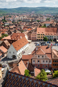 High angle view of buildings in city