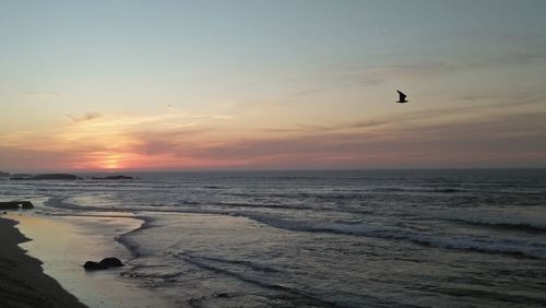 Scenic view of sea against sky during sunset