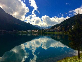 Scenic view of lake against sky