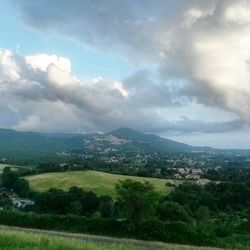 Scenic view of landscape against cloudy sky