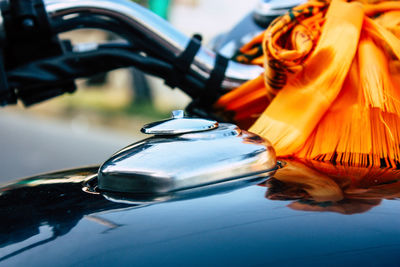 Close-up of fabric on motorcycle