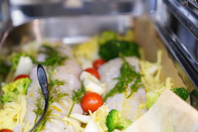 Close-up of salad served in plate