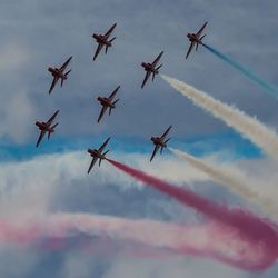 Low angle view of airshow in sky