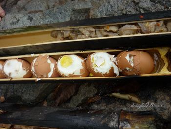 High angle view of food on table